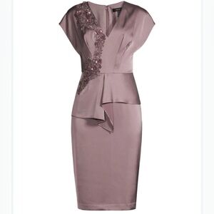 Aidan Mattox Mauve Beaded Sheath Dress NWT Cocktail Formal Evening Size 4